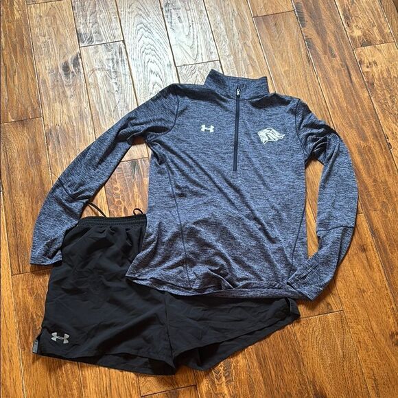 Under Armour Blue Pullover and Black Shorts Set - Picture 1 of 13